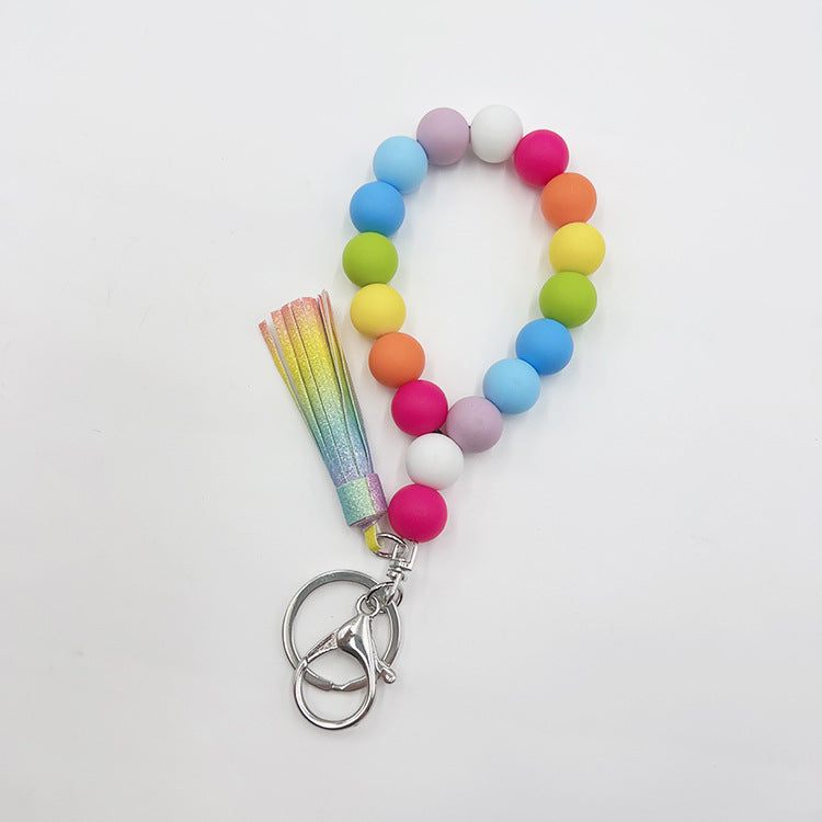 Wholesale silicone beads multi-color handmade bracelet bracelet gradual key ring